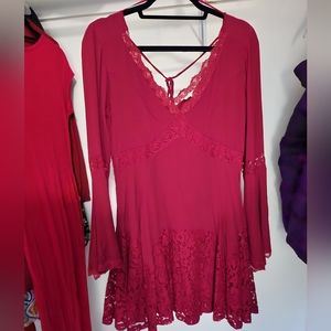 Red Francesas Miami bell sleeve dress
